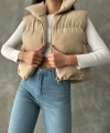 Kadın Kısa Crop Şişme Yelek