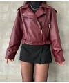 Oversıze Kemerli Deri Tarz Ceket