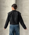 Oversıze Kemerli Deri Tarz Leopar Ceket