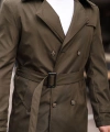 Erkek Haki Kemerli Su ve Rüzgar Geçirmez Trençkot Pardesü