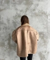 Dokulu Kahve Süet İçi Kürk Oversize Zr Mont