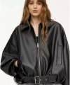 Yeni Sezon P&B Suni Oversize Bomber Deri Ceket