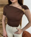 Kadın Asimetrik Drapeli Zr Model Top Bluz