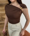 Kadın Asimetrik Drapeli Zr Model Top Bluz