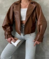 Balon Kol Suni Deri Ceket