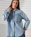 Kadın Overise Kot Gömlek
