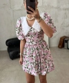 Bebe Yaka Balon Etek Çiçekli Elbise