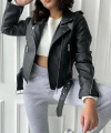 Kadın Siyah Deri Ceket