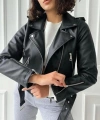 Kadın Siyah Deri Ceket