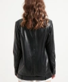 Kadın Siyah Cep Detaylı Hakiki Deri Ceket