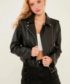 Kadın Siyah Deri Ceket