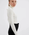 Kadın Beyaz Balıkçı Yaka Triko Kazak