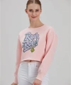 Kadın Pembe Baskılı Sweatshirt