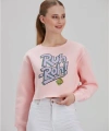 Kadın Pembe Baskılı Sweatshirt