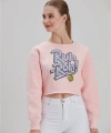 Kadın Pembe Baskılı Sweatshirt
