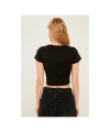 Kadın Siyah Örme Crop Bluz