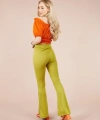 Kadın Yeşil Paçası Yırtmaçlı Ispanyol Tayt Pantolon
