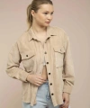 Kadın Kum Kadife Hafif Oversize Gömlek