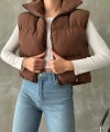 Kadın Kısa Crop Şişme Yelek