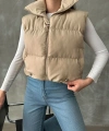 Kadın Krem Dik Yaka Şişme Yelek