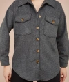 Kadın Antrasit Kaşe Pamuklu Oversize Ceket Gömlek