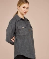 Kadın Antrasit Kaşe Pamuklu Oversize Ceket Gömlek