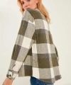 Kadın Yeşil Ekoseli Cepli Oduncu Gömlek