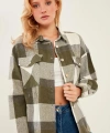 Kadın Yeşil Ekoseli Cepli Oduncu Gömlek