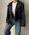 Oversıze Kemerli Deri Tarz Leopar Ceket