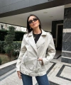 Kadın Oversize Biker Deri Ceket