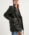 Kadın Oversize Biker Deri Ceket