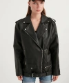 Kadın Oversize Biker Deri Ceket