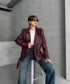 Kadın Oversize Biker Deri Ceket