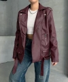 Kadın Oversize Biker Deri Ceket
