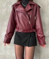 Oversıze Kemerli Deri Tarz Ceket