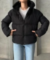 Kadın Siyah Kapüşonlu Şişme Mont Ss