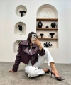 kadın premium trend luxury bordo suni deri tasarım biker ceket