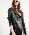 Kadın Hakiki Deri Ceket Beli Kemerli Oversize Model