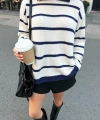 Selanik Örgü Polo Yaka Oversize Zr Model Kadın Triko Kazak