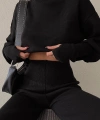 Triko Crop Pantolon Takım Siyah