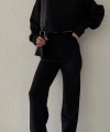 Triko Crop Pantolon Takım Siyah