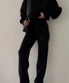 Triko Crop Pantolon Takım Siyah