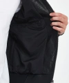 Siyah Erkek Hakiki Jumbo Deri Ceket Kolej Yaka Beli Ve Kolları Trikolu