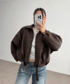 Kadın Oversize Bomber Premium Deri Ceket Kemerli
