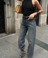 Kadın Baggy Jean Yüksek Bel Palazzo Esnek Kot Pantolon