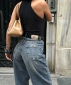 Kadın Baggy Jean Yüksek Bel Palazzo Esnek Kot Pantolon
