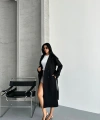 Laura Kuşaklı Yeni Sezon Astarlı Premium Kalite Rahat Kalıp Kadın Kaşe Kaban Mont