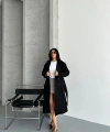 Laura Kuşaklı Yeni Sezon Astarlı Premium Kalite Rahat Kalıp Kadın Kaşe Kaban Mont