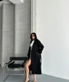Laura Kuşaklı Yeni Sezon Astarlı Premium Kalite Rahat Kalıp Kadın Kaşe Kaban Mont