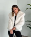 Zr Model Beyaz Premium Suni Kürk Ceket